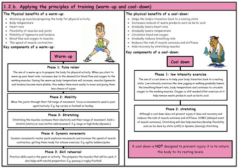 Gcse Pe Ocr 9 1 Warm Up And Cool Down Component 01 Knowledge