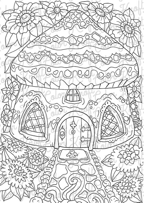 Fairy Garden Coloring Page Printable Coloring Page Digital