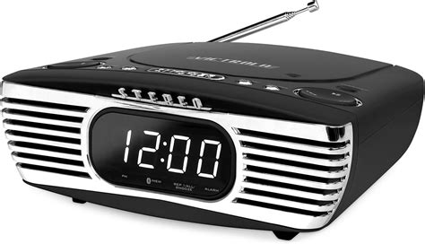 Victrola Bedside Digital Led Alarm Clock Stereo With Cd Player And Fm