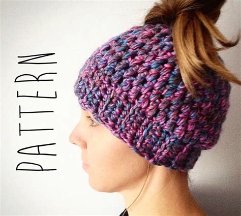 Ponytail Beanie Pattern Crochet Ponytail Beanie Ponytail Etsy