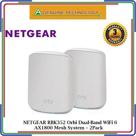 Netgear Rbk352 Orbi Dual Band Wifi 6 Ax1800 Mesh System 2p