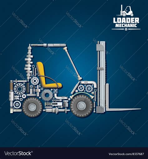 Forklift Truck Silhouette Composed Of Details Vector Image