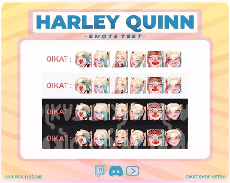 HARLEY QUINN Cute & Kawaii 6 Emotes Set Twitch, Youtube, Discord - Etsy