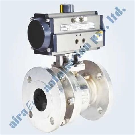 Silver Pneumatic Rotary Actuator 2 Piece Design Ball Valve At Best