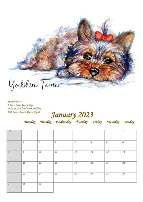 Pet Dog 2023 Family Planner Calendar - Etsy