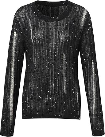 Amazon Women S Lightweight Round Neck Hollow Out Loose Long Sleeve