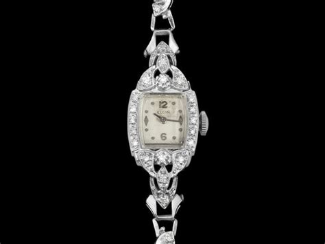 1950s Elgin Vintage Ladies Watch 14k White Gold And Diamonds