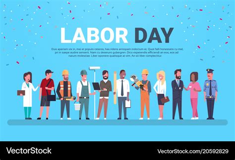 Labor Day Poster With People Different Royalty Free Vector