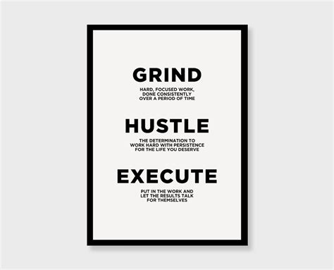 Grind Hustle Execute Definition Print Office Decoration Inspirational