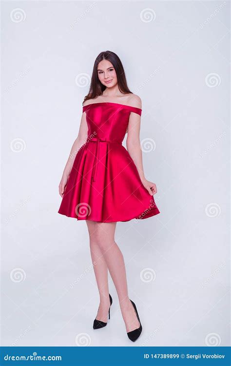 Beauty Brunette Model Woman In Cocktail Dress Beautiful Fashion Luxury Makeup And Hairstyle