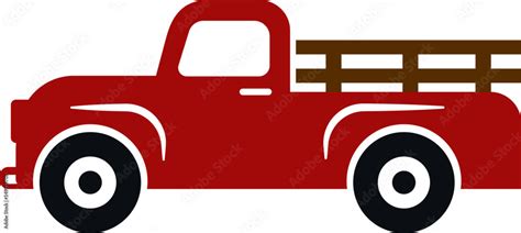 Old red vintage truck isolated illustration Stock Vector | Adobe Stock