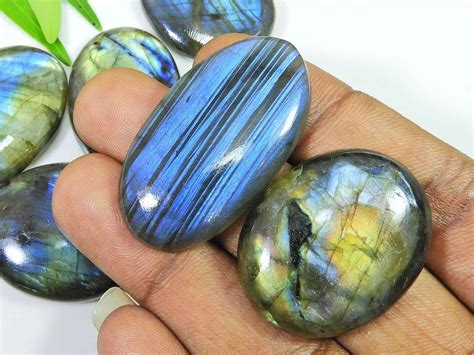 06Pcs Natural Labradorite Multifire Oval Cabochon Loose Gemstone Lot 33