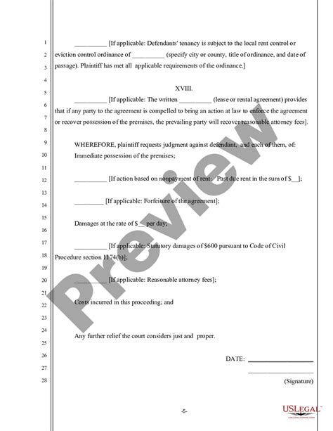 Fontana California Landlord Complaint For Unlawful Detainer Against Holdover Tenant Holdover