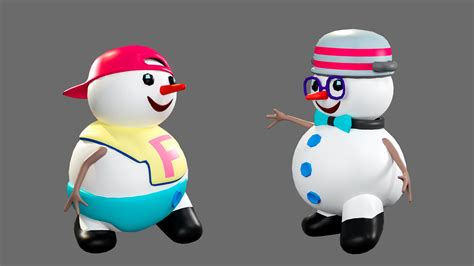 ArtStation - Cartoon characters-2 snowmen | Game Assets