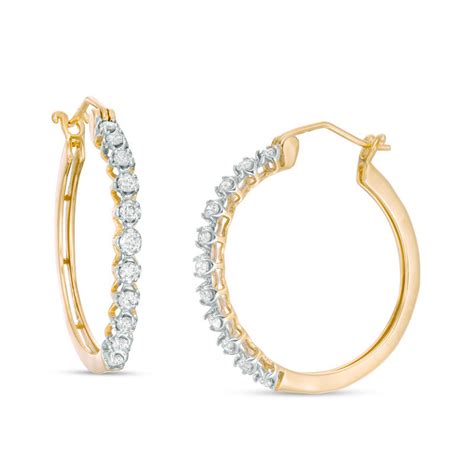 1 2 Ct T W Diamond Hoop Earrings In 10k Gold Zales