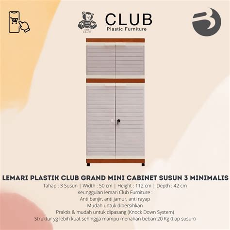 Jual LEMARI PLASTIK CLUB FURNITURE GRAND MINI CABINET SUSUN 3 MINIMALIS