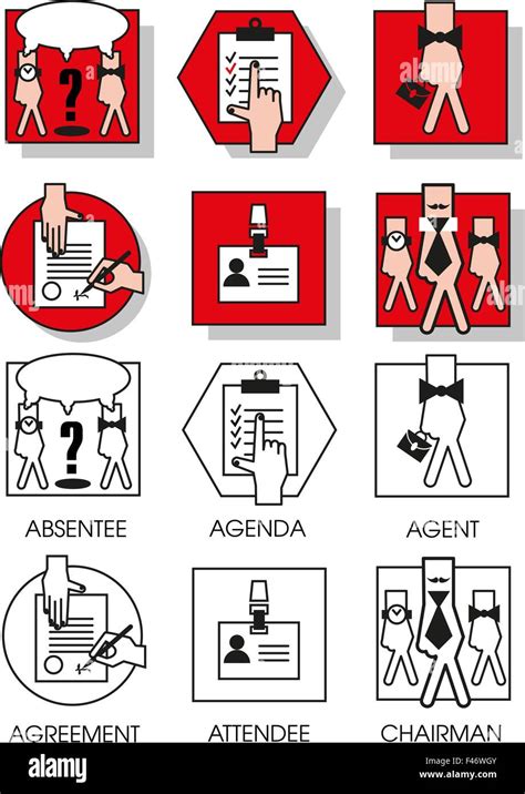 Line Icons Set With Flat Design Elements Of Business People Of The