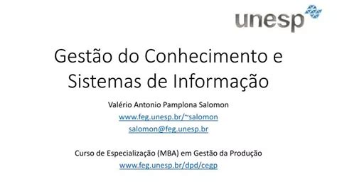 PPT Gestão do Conhecimento e Sistemas de Informação PowerPoint