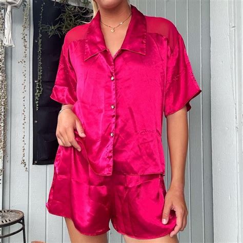 Victoria S Secret Intimates Sleepwear Vintage Victorias Secret Red Satin Lingerie Night