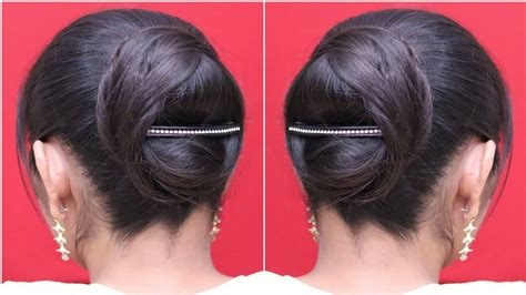 Beautiful Juda Bun Hairstyle Using Lock Pin Juda Hairstyle For Thin