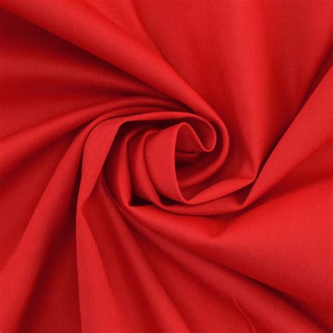 Tissu Satin De Coton Stretch Uni Rouge Tissus Hemmers