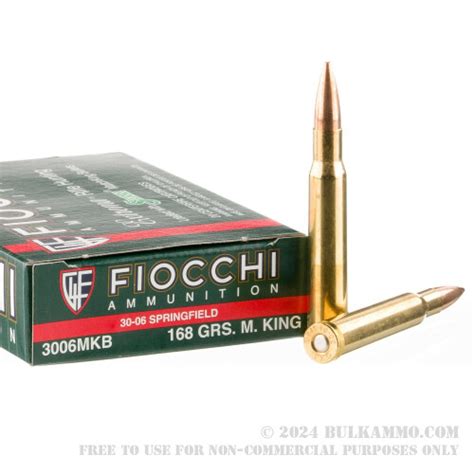 20 Rounds Of Bulk 30 06 Springfield Ammo By Fiocchi 168gr Hollow Point Boat Tail