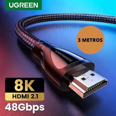 Cabo Ugreen Hdmi 2 1 8k 60hz 4k 120hz Hdr Earc Qft 3 Metros Frete grátis