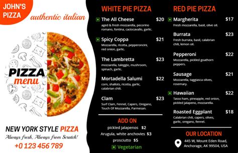 Pizza Menu Designs