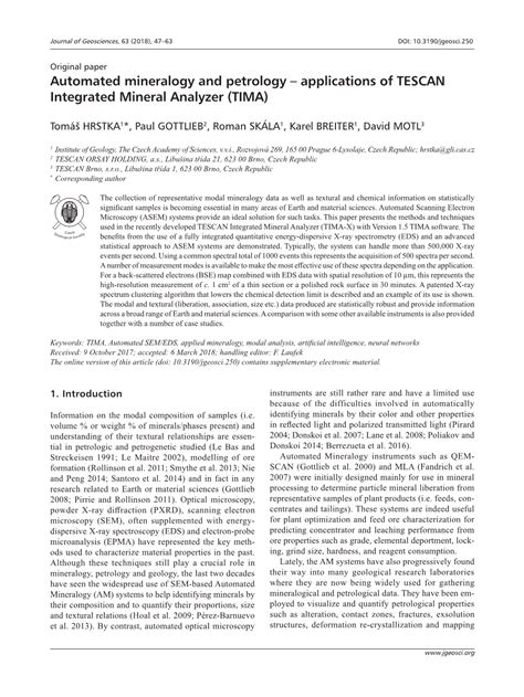 Automated Mineralogy And Petrology Applications Of TESCAN Integrated