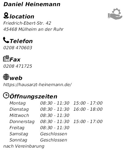 Daniel Heinemann Allgemeinmediziner In M Lheim An Der Ruhr Ffnungszeiten