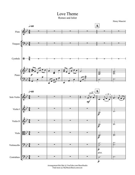 Henry Mancini Love Theme From Romeo And Juliet For Violin And