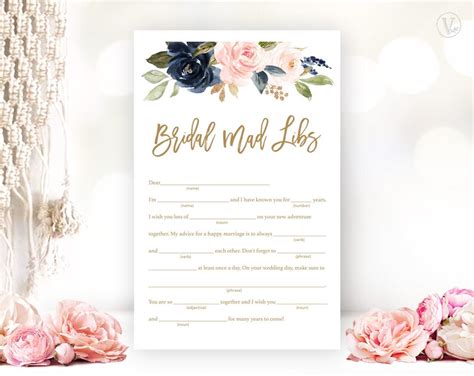 Navy And Blush Bridal Shower Game Bundle Printable Bridal Etsy