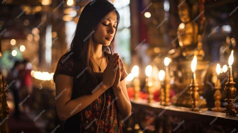 Premium Ai Image Thai Woman Praying At Wat Phra That Doi Suthep In