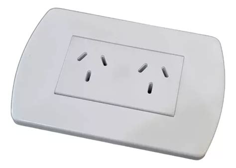 Llave De Luz Armada Toma Doble Espiga Plana 10a Blanco 220v