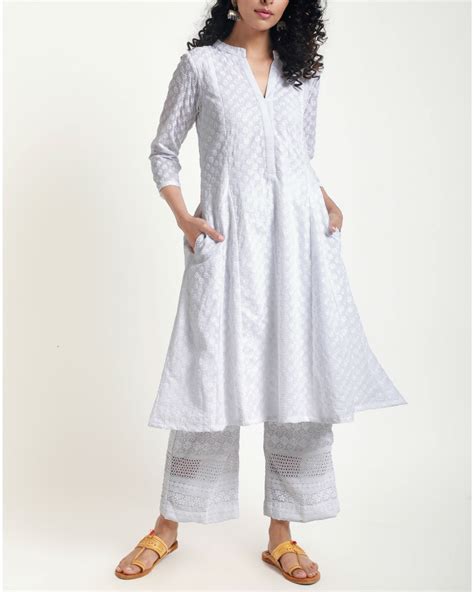 Cotton Chikan Kurta Set By Truebrowns The Secret Label