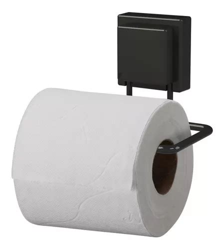 Soporte para papel higiénico con ventosa color negro MercadoLibre