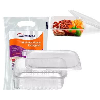 Kit 25 Marmita Fitness Retangular 750ml Freezer Microondas Marmitinha