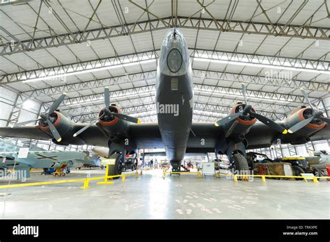 A Handley Page Halifax Mk III bomber at Yorkshire Air Museum, which as ...