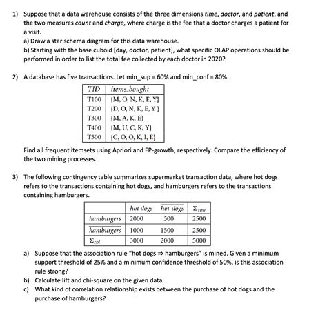 Suppose That A Data Warehouse Consists Of The Three Chegg