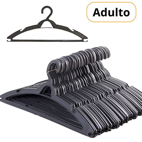 Kit 50 75 100 Cabides Premium Preto Para Lojas Pronta Entrega Adulto