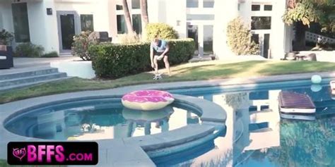 BFFS Curvy College Students Having Naughty Naked Pool Party With Their Horny Neighbour