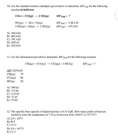 Solved Use The Standard Reaction Enthalpies Given Below Chegg