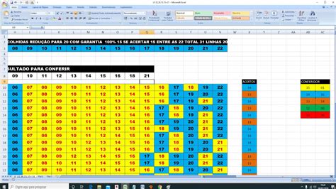 PLANILHA INCRIVEL 22 DEZENAS REDUÇÃO 20 TOTAL 31 YouTube