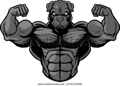 Illustration Shows Strong Bulldog That Shows Stock Vector Royalty Free