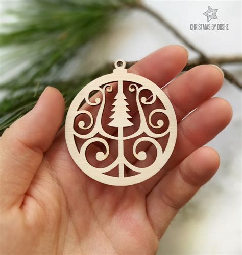 Christmas Ornaments Laser Cut Wood Decor Etsy