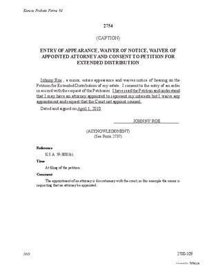 Entry Of Appearance Waiver Of Notice Waiver Of Appointed