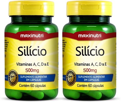 Kit 2 Silício 500mg Orgânico Ácido Ortosilícico Vitaminas A C D E