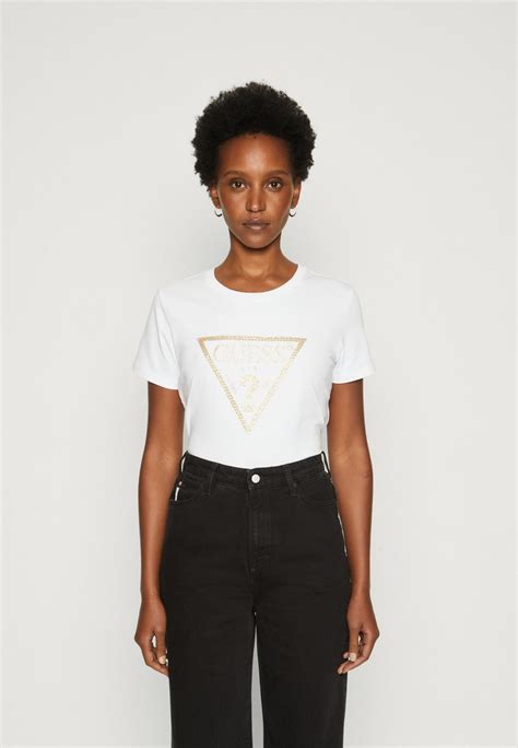 Guess Triangle Print T Shirt Pure Whitewhite Zalandoie