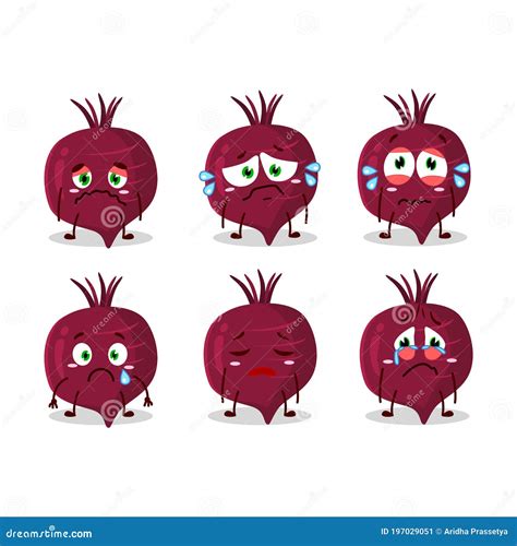 Beet Root Cartoon Character With Sad Expression Stock Vector