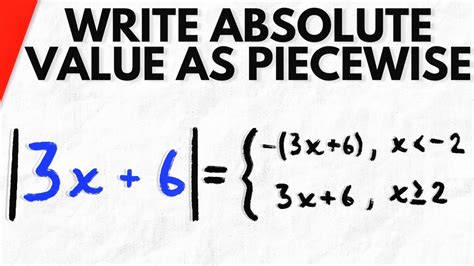 Write Absolute Value Functions As Piecewise Functions Precalculus Exercises Youtube